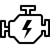 Ikon af en bilmotor med et lynsymbol