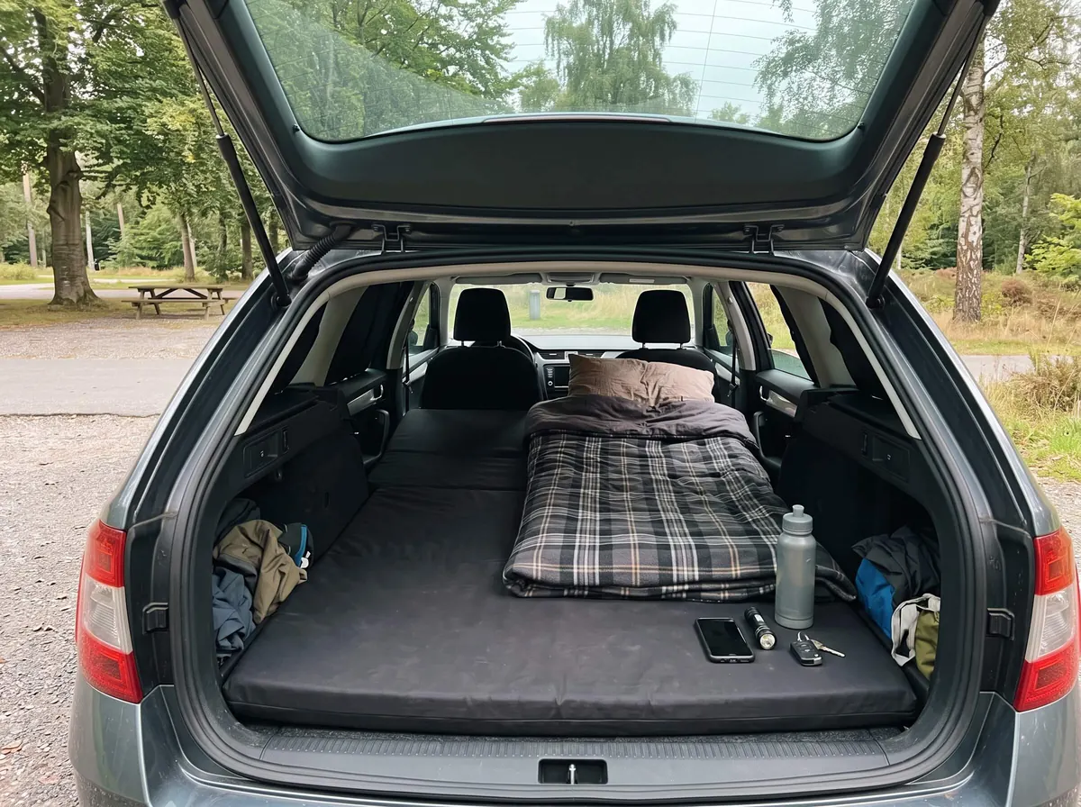 sov i bilen overnatte i bil